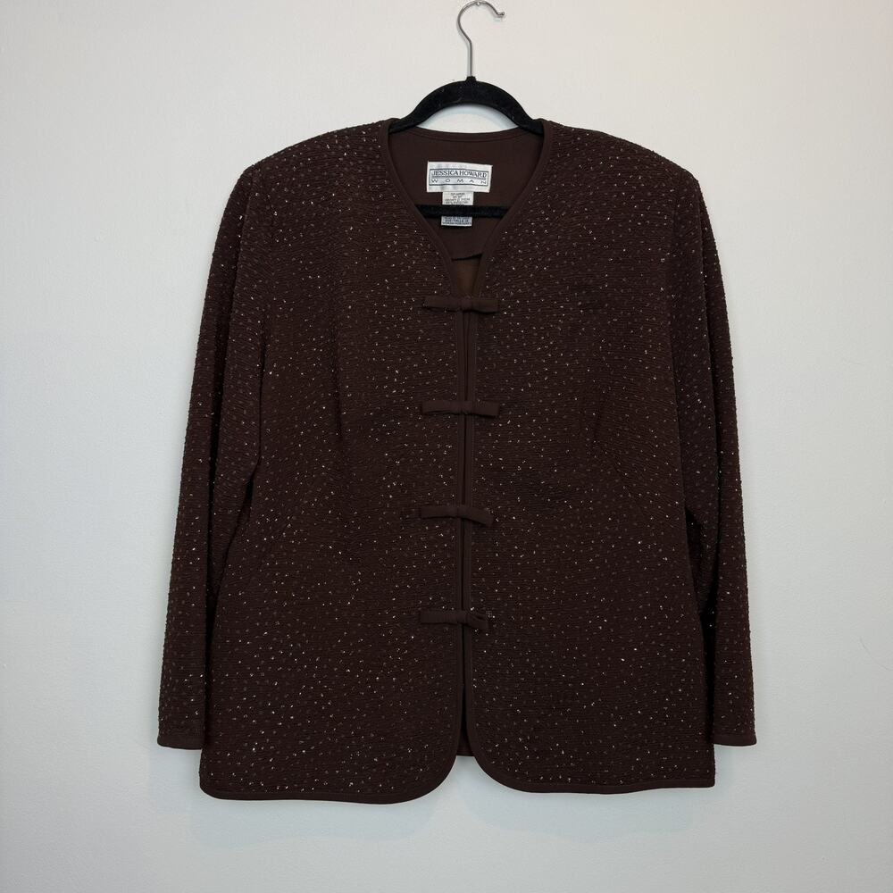 Vintage Jessica Howard sparkly blouse 90s office siren workwear sz 18 party